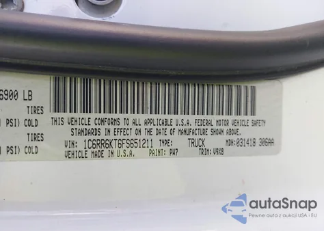 2015 Ram 1500 Express z USA, uszkodzony, nr VIN 1C6RR6KT6FS651211